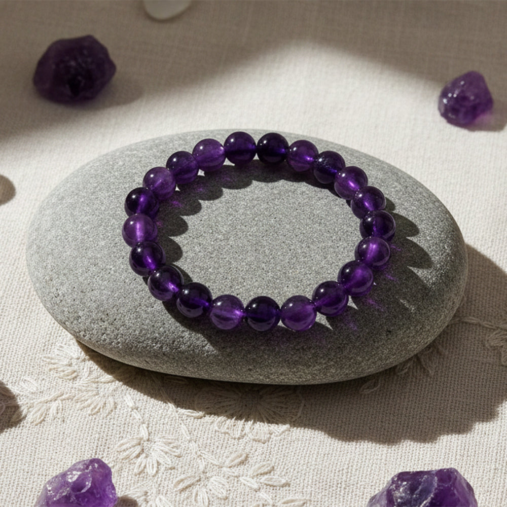 Urthn Amethyst Natural Stone Bracelet(Pack of 3)