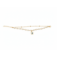 Urthn Gold Plated Evil Eye & Pearl Multi Layer Bracelet(Pack of 6)