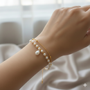 Urthn Gold Plated Pearl Multi Layer Bracelet(Pack of 6)