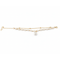 Urthn Gold Plated Pearl Multi Layer Bracelet(Pack of 6)