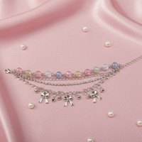 Urthn Silver Plated Assorted Charms Multi Layer Bracelet(Pack of 6)