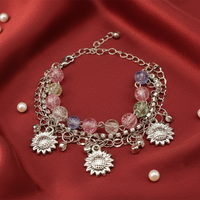 Urthn Silver Plated Assorted Charms Multi Layer Bracelet(Pack of 6)