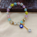 Urthn Colorful Crackle Glass Beads Evil Eye Bracelet