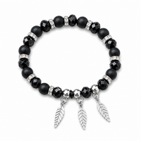 Urthn Nature Inspired Leaf Charm Beads Bracelet (Pack of 6)