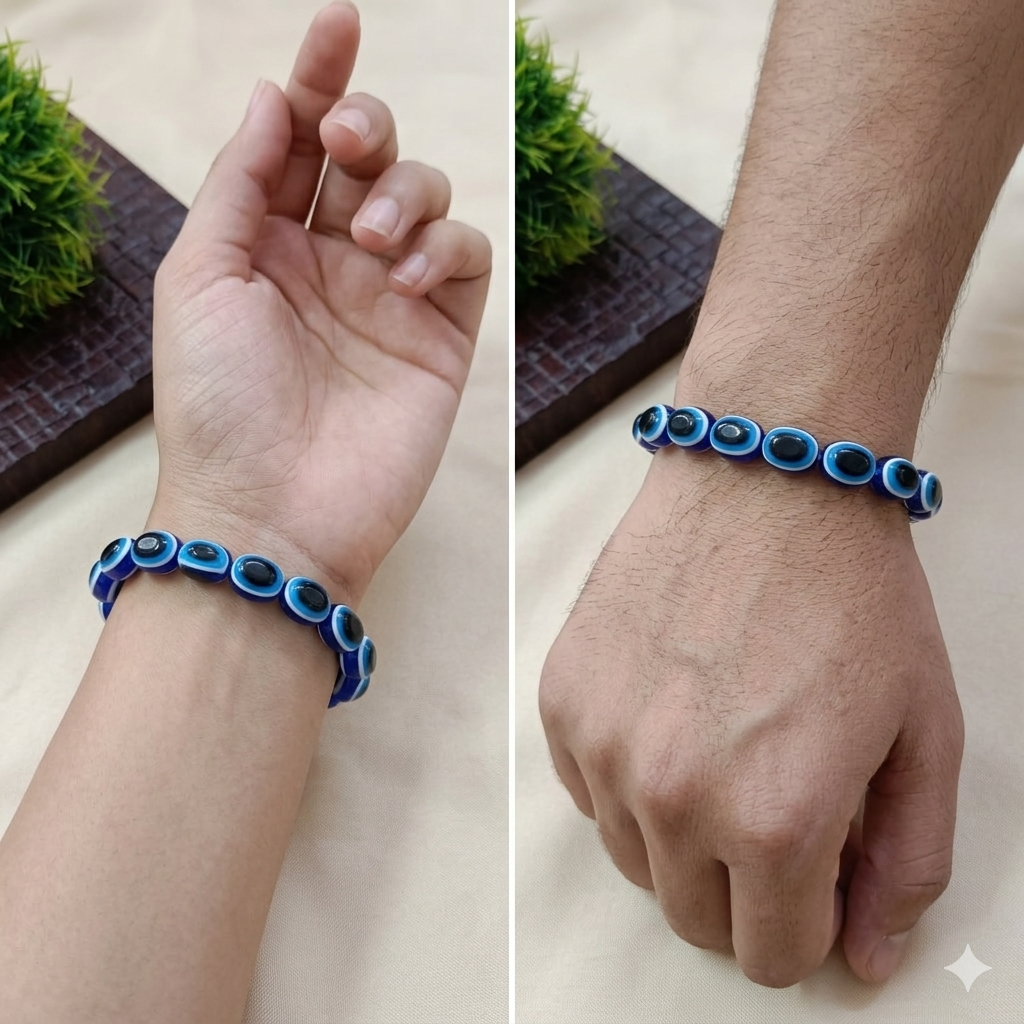 Urthn Blue Evil Eye Beads Unisex Bracelet   (Pack of 6)