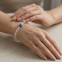 Urthn Evil Eye with Crystal Stone stretchable Bracelet(Pack of 6)
