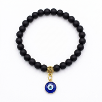 Urthn Black Beads Evil Eye Bracelet(Pack of 6)