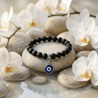 Urthn Black Beads Evil Eye Bracelet(Pack of 6)