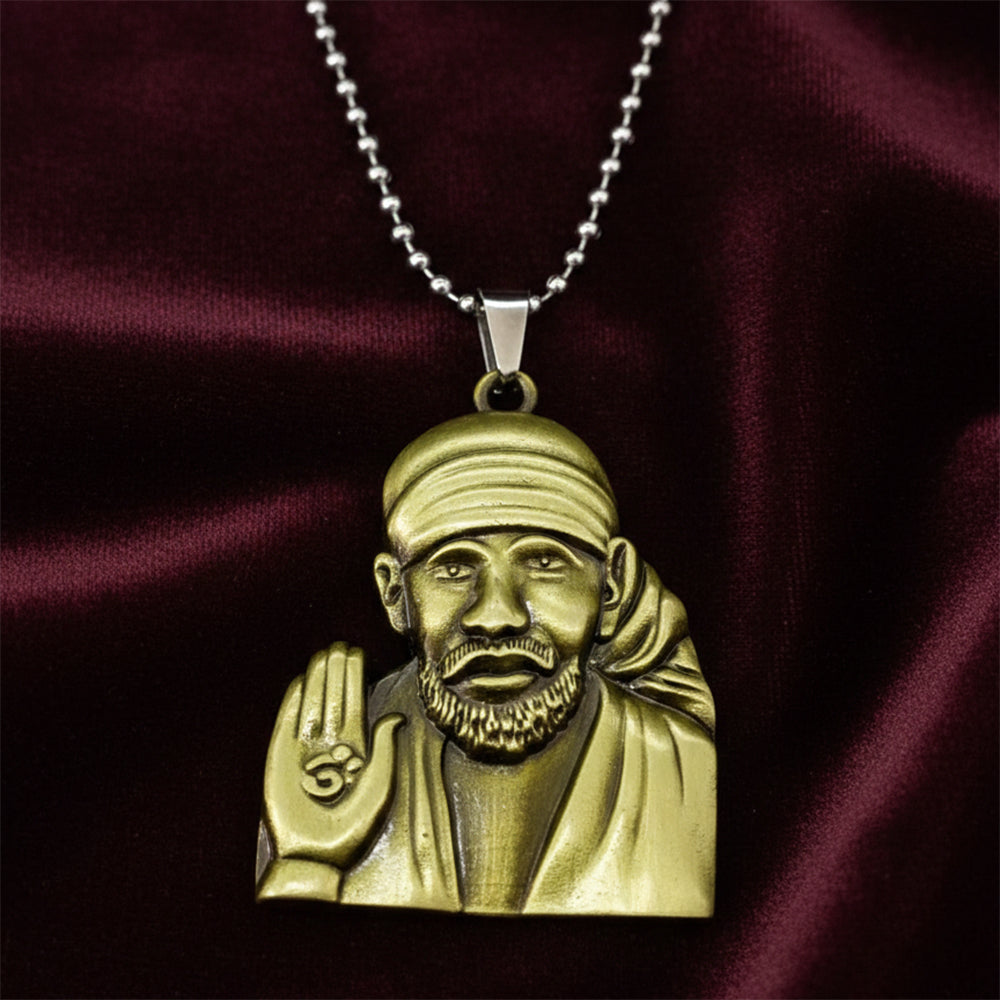 Urthn Gold Plated Sai Baba Pendant Necklace for Men(Pack of 6)