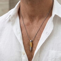 Urthn Gold & Silver Tone Bullet Shape Pendant Necklace for Men(Pack of 6)