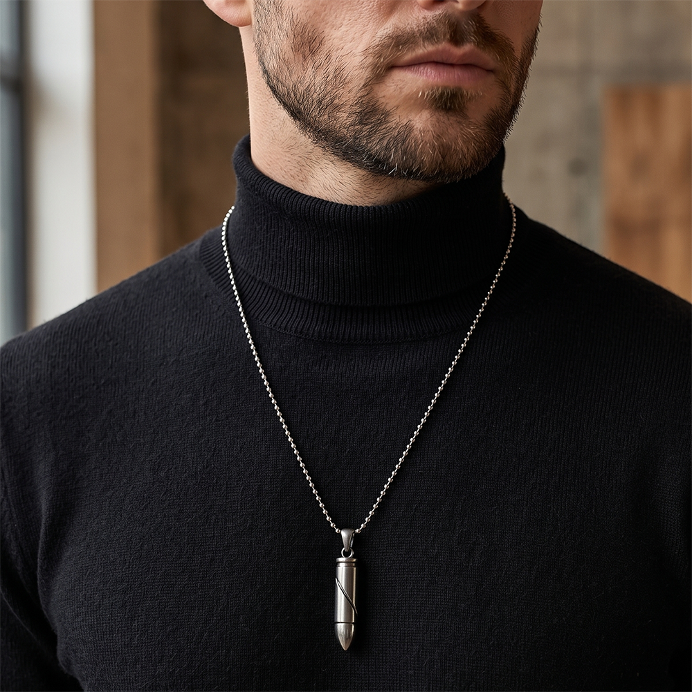 Urthn Bullet Steel Chain Pendant For Men (Pack of 6)