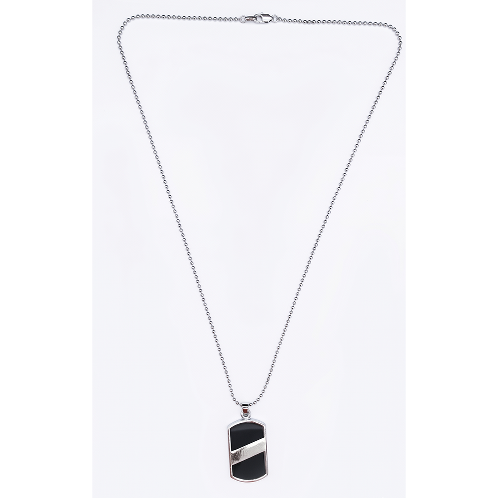 Urthn Luxury Black Finish Steel Chain Pendant for Men (Pack of 6)