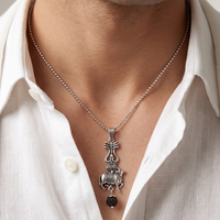 Urthn Mahakal Trishul And Nandi Chain Pendant for Men