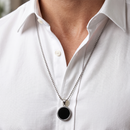 Urthn Round Steel Chain Pendant For Men