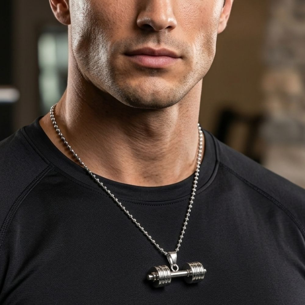 Urthn Trendy Fitness Dumbbell Pendant Chain For Men (Pack of 6)