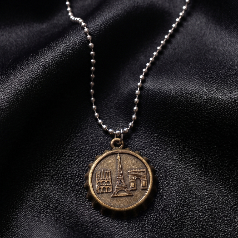 Urthn Vintage Coin Style Eiffel Tower Chain Pendant (Pack of 6)