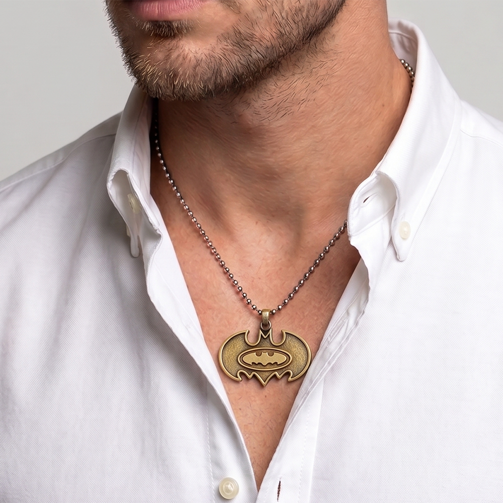 Urthn Stylish Bat Symbol Steel Chain Pendant for Men (Pack of 6)