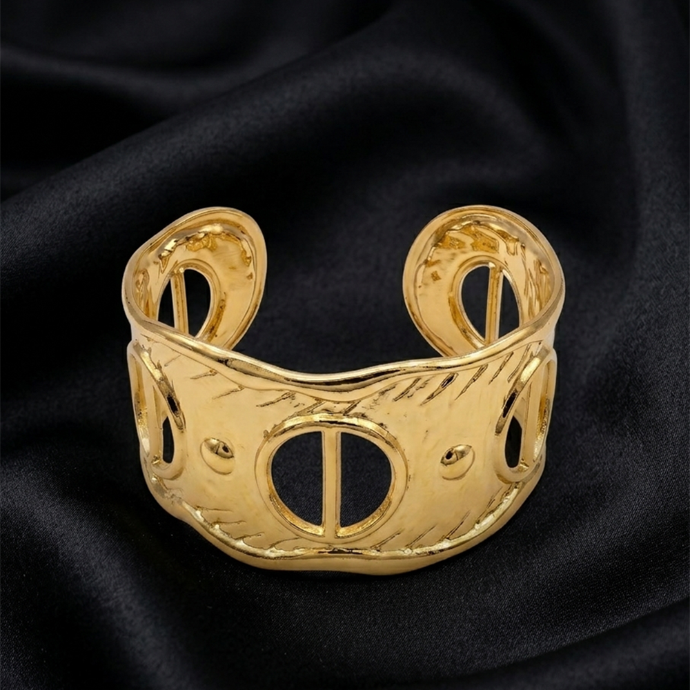 Urthn Elegant Gold Geometric Cutout Cuff Kada(Pack of 3)