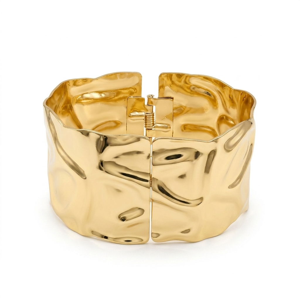 Urthn Gold Plated Bold Abstract Textured Wide Openable Kada for Women(Pack of 3)