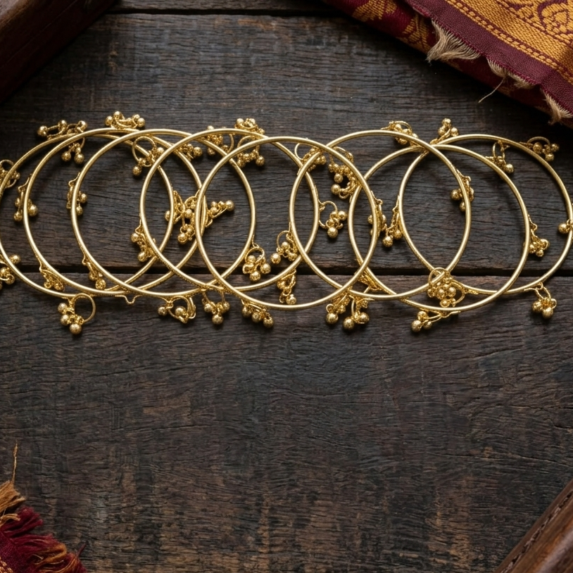 Urthn Gold Plated Viral Designer Kashmiri Bangles Set (8 Piece in Set) - Pack of 3