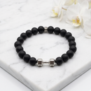 Urthn Premium Matte Stone Bracelet with Dumbbell Charm