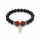Urthn Rudraksha & Matte Beads Bracelet with Trishul Charm for Mens(Pack of 12)