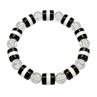Urthn Trendy Black And White Beads Bracelet for Women & Men's(Pack Of 3 )