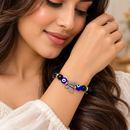 Urthn Trendy Black and Evil Eye Beads Bracelet with Butterfly Charm for Women