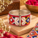 Urthn Colourful Navratri Shell & Mirror Work Traditional Kada Bracelet