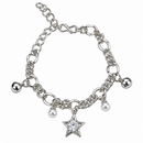 Urthn Fashionable Silver Plated With Star Shape Charm Bracelet with Pearl Drops(Pack Of 6)