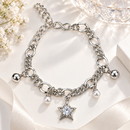 Urthn Fashionable Silver Plated With Star Shape Charm Bracelet with Pearl Drops