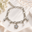 Urthn Fashionable Silver Plated With Star Shape Charm Bracelet with Pearl Drops
