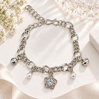 Urthn Fashionable Silver Plated With Star Shape Charm Bracelet with Pearl Drops