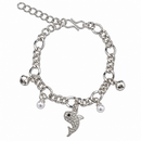 Urthn Fashionable Silver Plated With Fish Shape Charm Bracelet with Pearl Drops(Pack Of 6)