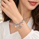 Urthn Fashionable Silver Plated With Lips Shape Charm Bracelet with Pearl Drops(Pack Of 6)