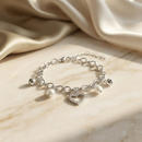 Urthn Fashionable Silver Plated With Heart Shape Charm Bracelet with Pearl Drops