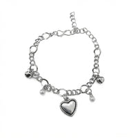 Urthn Fashionable Silver Plated With Heart Shape Charm Bracelet with Pearl Drops(Pack Of 6)
