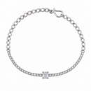 Urthn Everglow Silver Plated Rectangle Shape American Diamond Fashion Bracelet for Women(Pack Of 6)