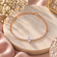 Urthn Everglow Rose Gold Plated Tear Drop Shape American Diamond  Bracelet for Women