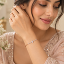 Urthn Everglow Rose Gold Plated Tear Drop Shape American Diamond  Bracelet for Women(Pack Of 6)