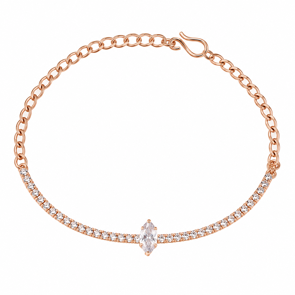 Urthn Everglow Rose Gold Plated Tear Drop Shape American Diamond  Bracelet for Women(Pack Of 6)