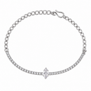 Urthn Everglow Silver Plated Rectangle Shape American Diamond Fashion Bracelet for Women(Pack Of 6)