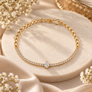 Urthn Everglow Rose Gold Plated Round Shape American Diamond  Bracelet for Women