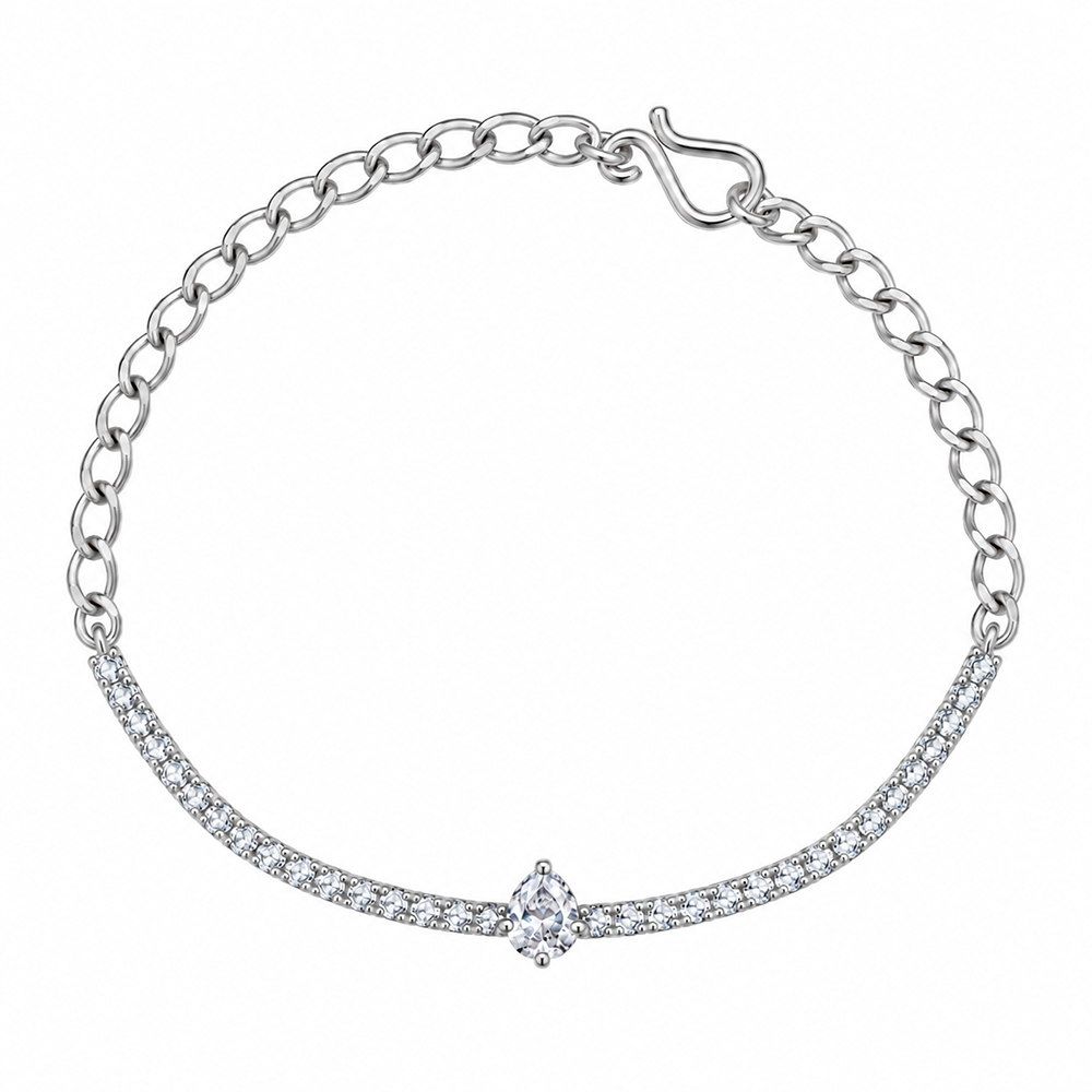 Urthn Everglow Silver Plated Tear Drop Shape American Diamond Fashion Bracelet for Women(Pack Of 6)