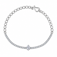 Urthn Everglow Silver Plated Tear Drop Shape American Diamond Fashion Bracelet for Women(Pack Of 6)