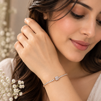 Urthn Everglow Rose Gold Plated Rectangle Shape American Diamond  Bracelet for Women(Pack Of 6)