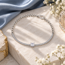 Urthn Everglow Silver Plated Square Shape American Diamond Fashion Bracelet for Women