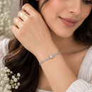 Urthn Everglow Silver Plated Square Shape American Diamond Fashion Bracelet for Women(Pack Of 6)