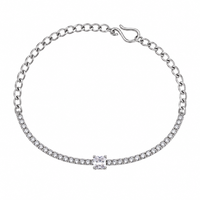 Urthn Everglow Silver Plated Square Shape American Diamond Fashion Bracelet for Women(Pack Of 6)