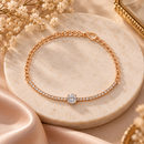 Urthn Everglow Rose Gold Plated Square Shape American Diamond  Bracelet for Women